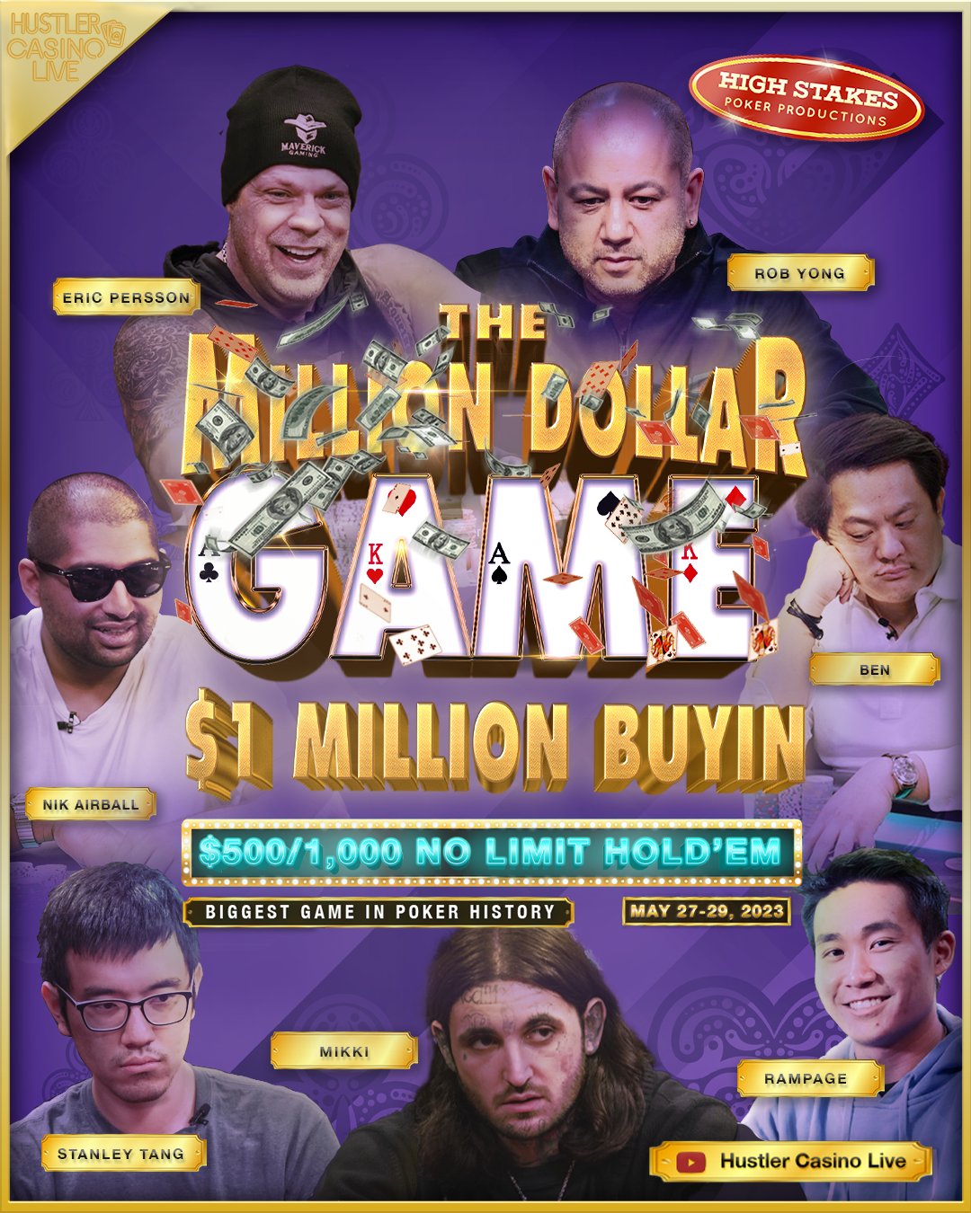 Lineup Announced for $1 Million Cash Poker Game on Hustler Casino Live